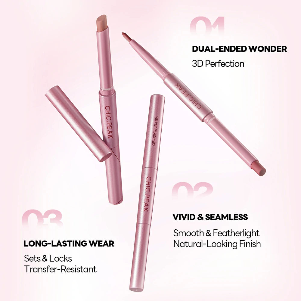 CHIC.PEAK SUPER STAY DOUBLE-END LIP STICK & LIP LINER-#CINNAMON LATTE