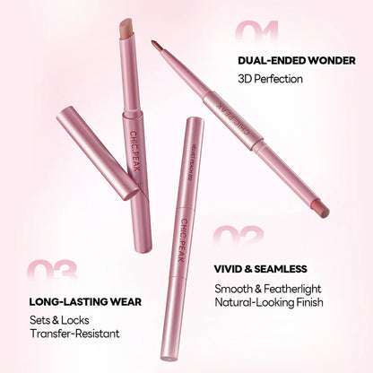 CHIC.PEAK SUPER STAY DOUBLE-END LIP STICK & LIP LINER-#CINNAMON LATTE