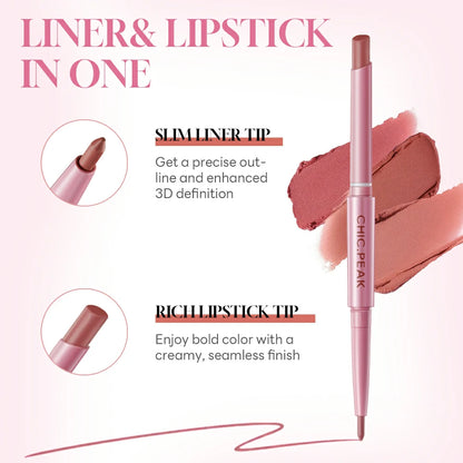 CHIC.PEAK SUPER STAY DOUBLE-END LIP STICK & LIP LINER-#CINNAMON LATTE