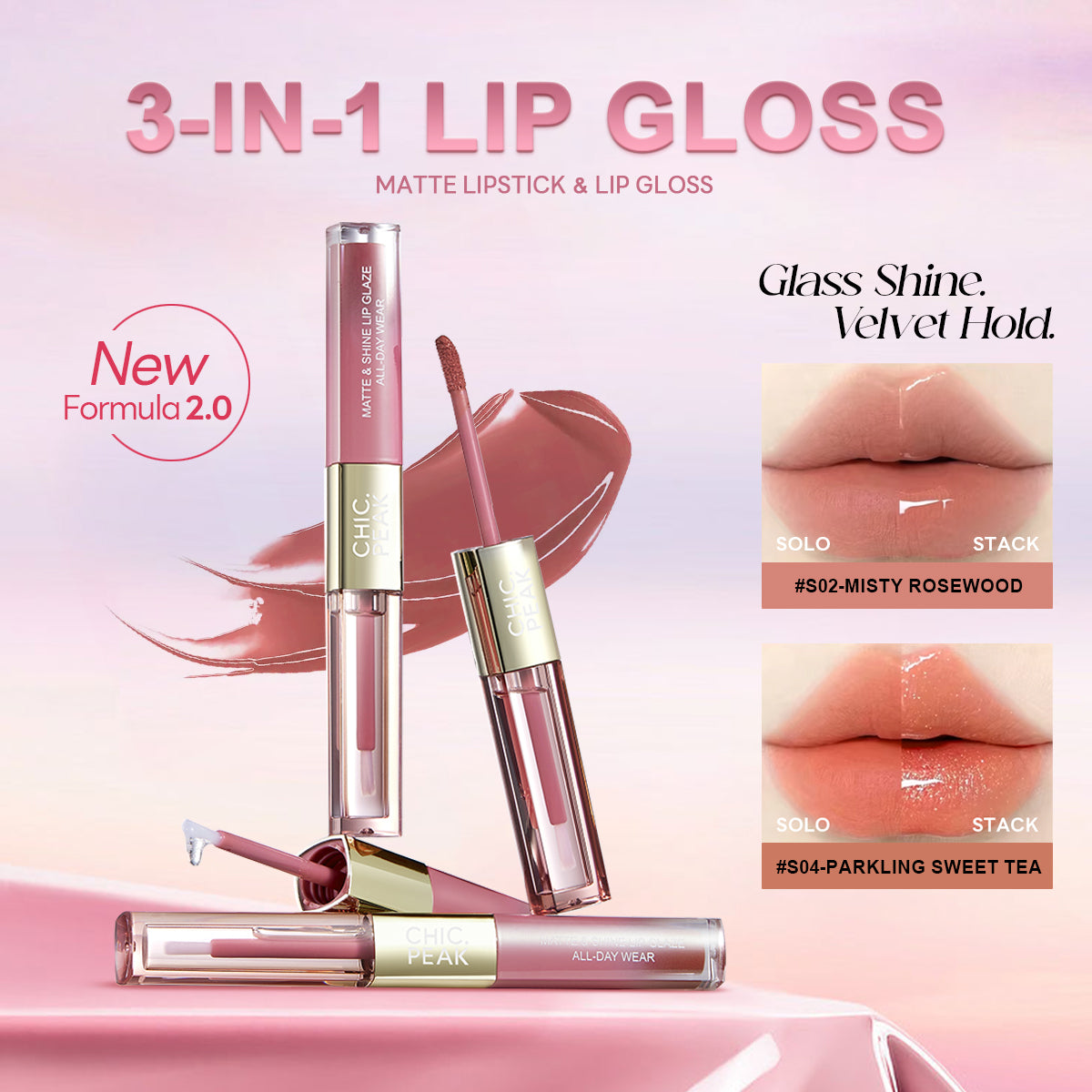 CHIC.PEAK MATTE & SHINE LIP GLAZEALL-DAY WEAR