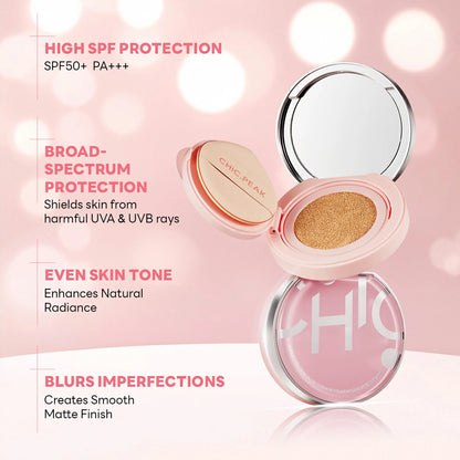 CHIC.PEAK SUPER STAY SKIN GLOW CUSHION FOUNDATIONS SPF50+ PA+++
