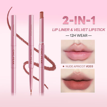 CHIC.PEAK SUPER STAY DOUBLE-END LIP STICK & LIP LINER-#CINNAMON LATTE